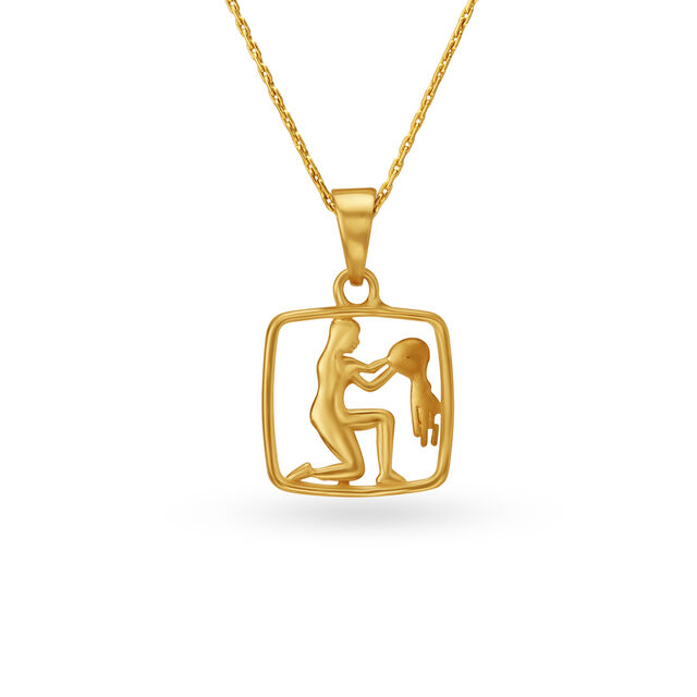 Aquarius Symbol Gold Pendant 