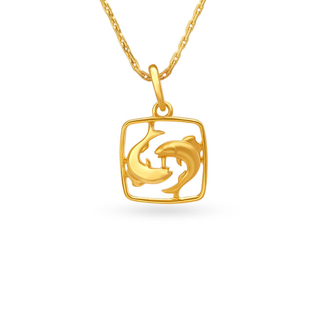 Pisces Symbol Gold Pendant,,hi-res 