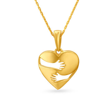 Heart Shaped Gold Pendant with Hand Imprint Motif for Kids