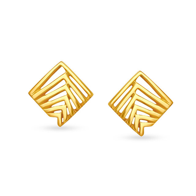 Edgy Square Gold Stud Earrings for Kids,,hi-res 