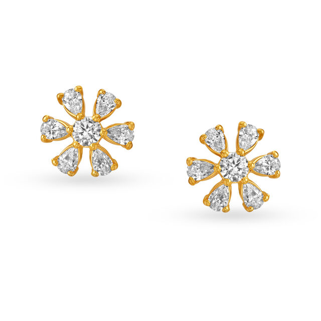Enchanting Floral Gold Stud Earrings for Kids 