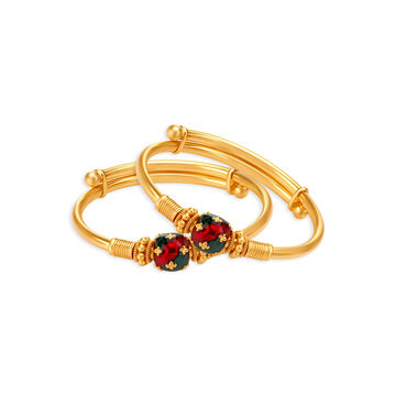 Enamel Bead Work Gold Bangle for Kids