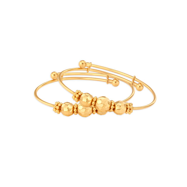 Impressive Gold Bangle With Multiple Sized Beads for Kids 