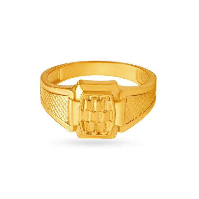 Engraved Gold Finger Ring For Men