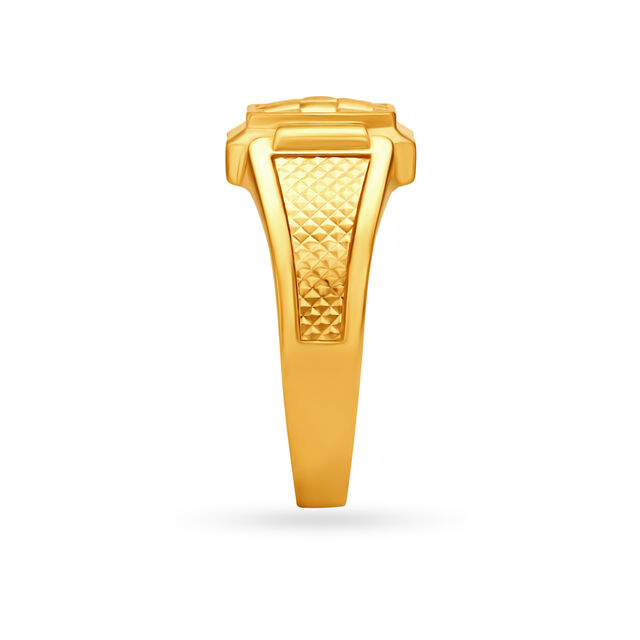 Engraved Gold Finger Ring For Men