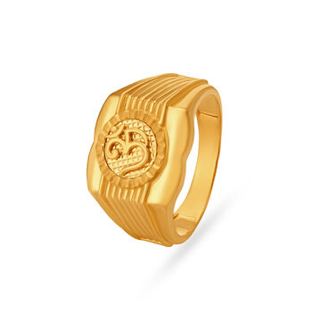 Om Motif Gold Finger Ring for Men