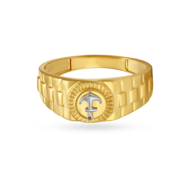 Hook Anchor Gold Finger Ring For Men