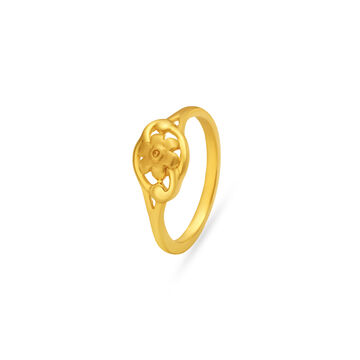 Flower Carved Gold Finger Ring For Kids