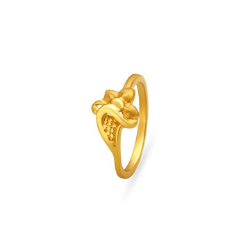Winsome Floral Gold Finger Ring For Kids