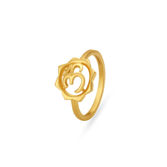Carved Om Gold Finger Ring For Kids,,hi-res