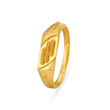 Multiple Line Motif Gold Finger Ring For Men