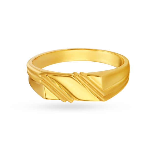 Cross Pattern Engraved Gold Finger Ring For Men