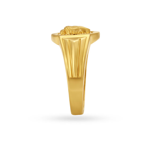 Lord Ganesha Engraved Gold Finger Ring For Men