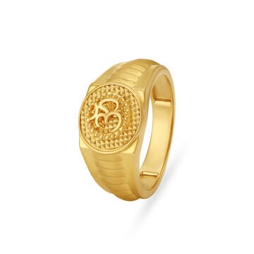 Om Carved Gold Finger Ring For Men