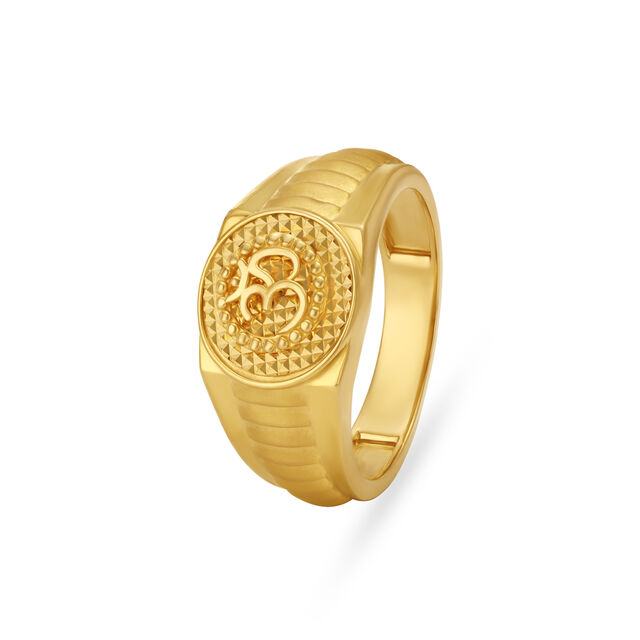 Om Carved Gold Finger Ring For Men