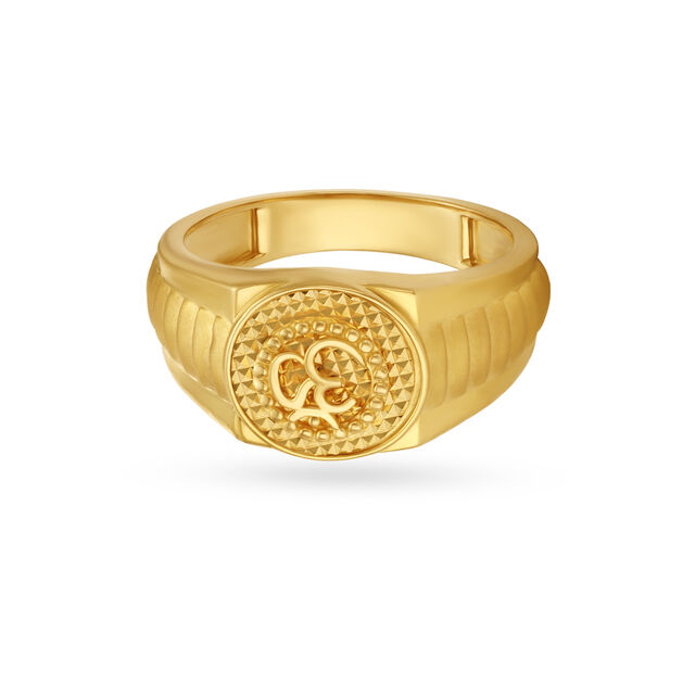 Om Carved Gold Finger Ring For Men