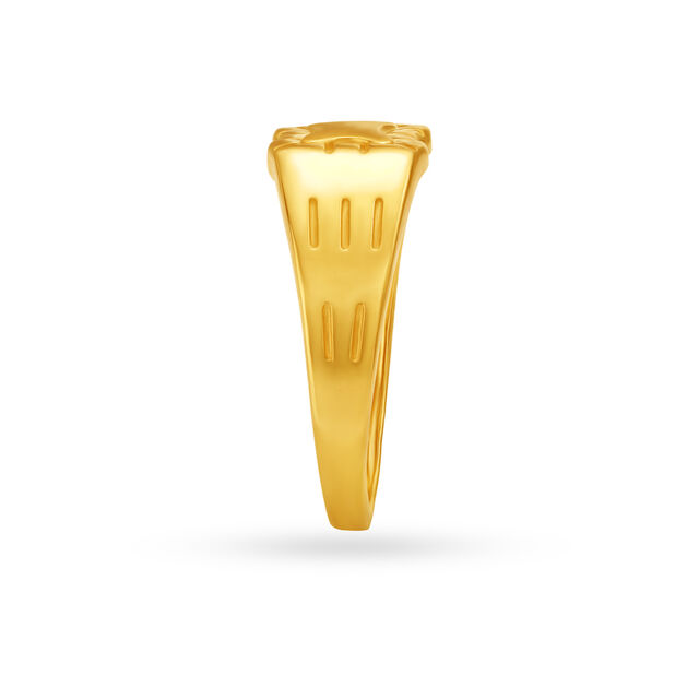 Carved Hollow Gold Finger Ring For Men