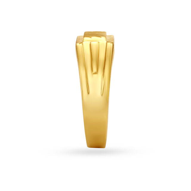 Opposite Direction Track Style Gold Finger Ring For Men 3