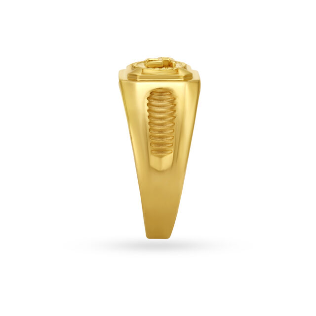Swasthik Engraved Gold Finger Ring For Men