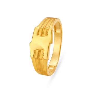 Carved Cross Pattern Gold Finger Ring For Men