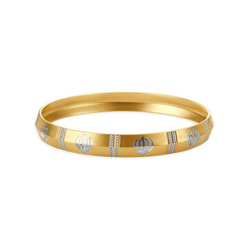 Religious Khanda Symbol Gold Kada For Men