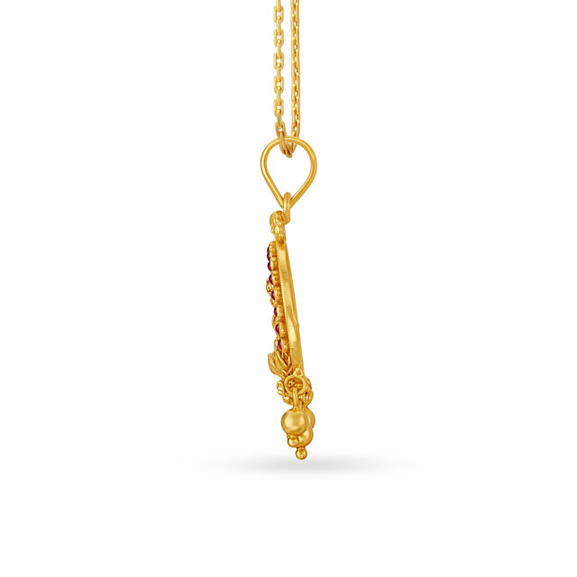Circular Goddess Laxmi Gold Pendant,,hi-res 4