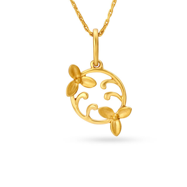 Exquisite Flower Patterned Gold Pendant For Kids 