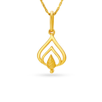 Arresting Leaf Design Gold Pendant For Kids