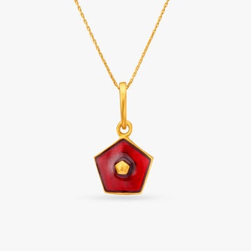 Geometric Gold Pendant With Enamel for Kids