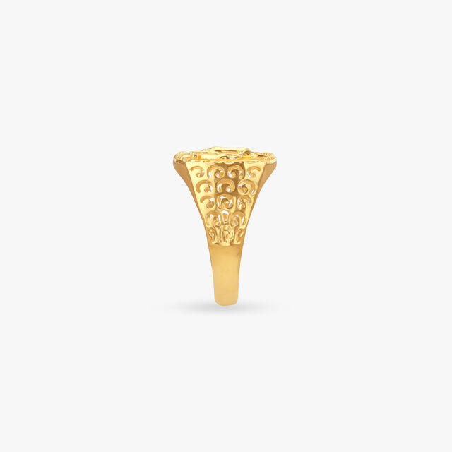 Khanda Crest Gold Ring for Men