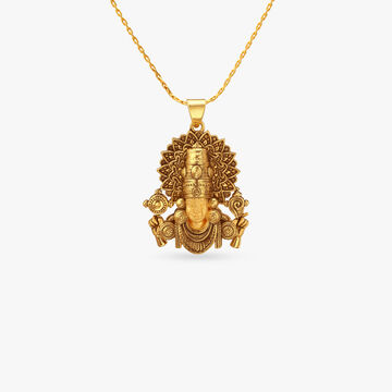 Crowned Vishnu Gold Pendant