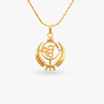 Ik Onkar Khanda Gold Pendant