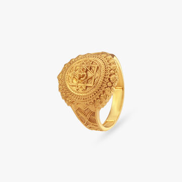 Regal Mandala Gold Ring For Men