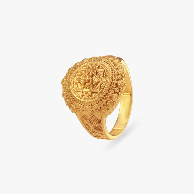 Regal Mandala Gold Ring For Men