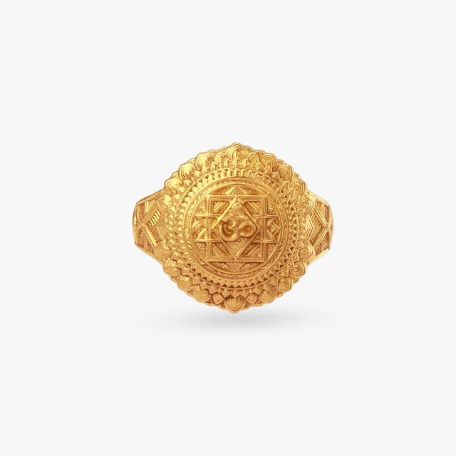 Regal Mandala Gold Ring For Men