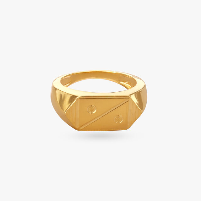 Geometric Groove Gold Ring For Men