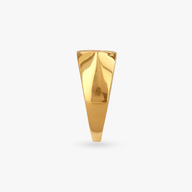 Geometric Groove Gold Ring For Men