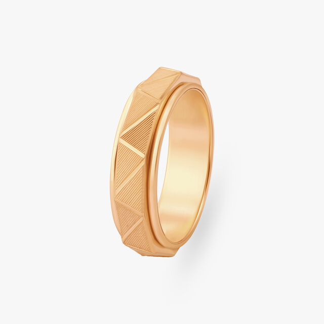 Textured Triangular Pattern Gold Ring 2