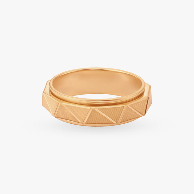 Textured Triangular Pattern Gold Ring 3