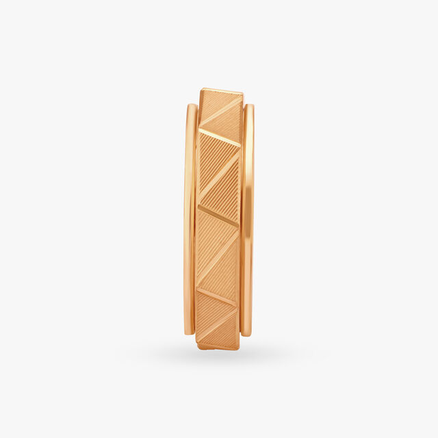 Textured Triangular Pattern Gold Ring 4