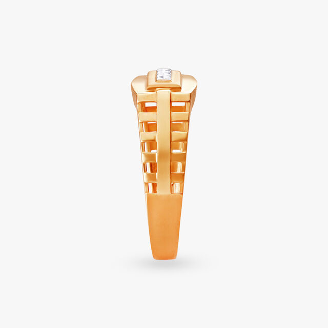 Geometric Grid Gold Finger Ring for Men