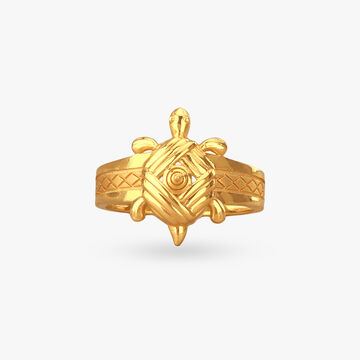 Turtle Charm Gold Ring for Men