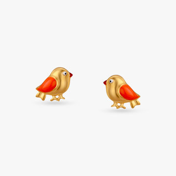 Little Birdie Gold Stud Earrings for Kids