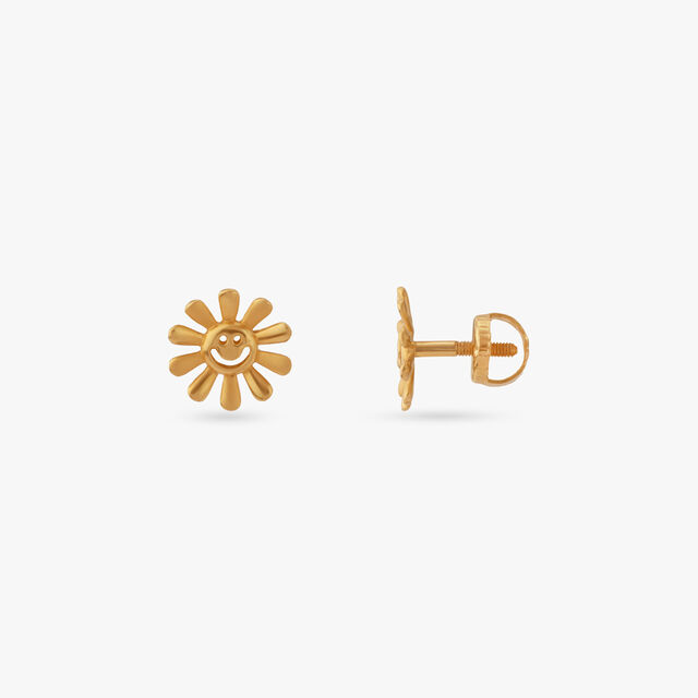 Sunny Smiles Gold Stud Earrings for Kids 2