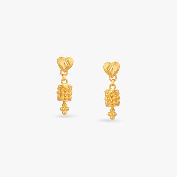 Beaded Love Gold Jhumka Earrings for Kids