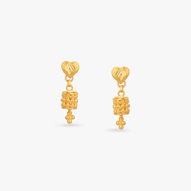 Beaded Love Gold Jhumka Earrings for Kids 