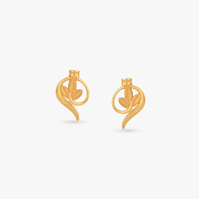 Swirl Bloom Gold Stud Earrings for Kids 