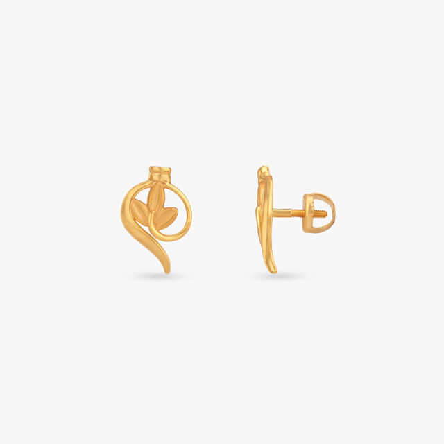 Swirl Bloom Gold Stud Earrings for Kids 2