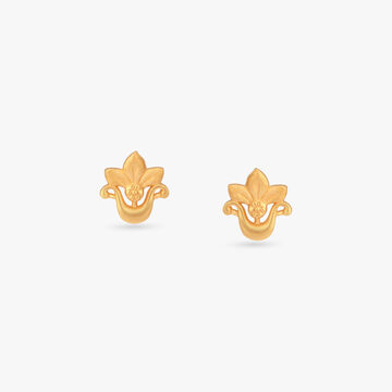 Little Lotus Gold Stud Earrings for Kids