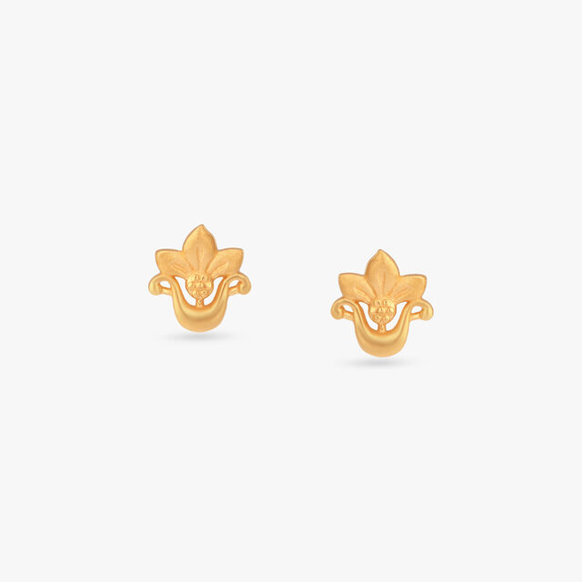 Little Lotus Gold Stud Earrings for Kids 